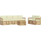 vidaXL Outdoor-Sofagarnitur 7 Stk. Weiß und Creme Polyester