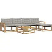 vidaXL Outdoor-Sofagarnitur 6 stk. Weiß und Hellgrau