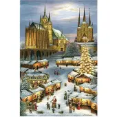 Olewinski & Tochter Adventskalender Erfurt mit Dom und Weihnachtsmarkt-Motiv