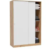 Dmora Garderobe Waterbury, 120x50h200 cm, Weiß und Eiche Nodi