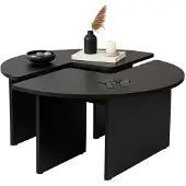 Dmora Couchtisch Codroipo 90x90x41cm Schwarz Rundform