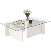 Dmora Couchtisch Itri 105x65x30h cm Weiß Zeitschriftenhalter