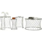Dmora Couchtisch Ibar 70x70x54,5 cm Silber Rund