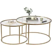 Dmora Couchtisch Ragalna 80x80x43h cm Gold, 2er-Set Tische