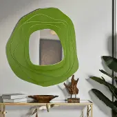 Dmora Brennero, Specchio Materiale Struttura in Vetro, 90x97h cm Verde