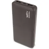 Setty Powerbank 10000 mAh schwarz power bank externer Akku Ladegerät USB Smartphone für Huawei iPhone Samsung