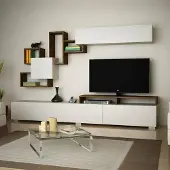 Dmora Wandregal Thalassa 210x36,8x46,8h cm Weiß 9 Regale
