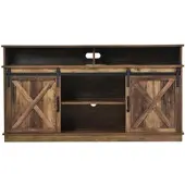 OKWISH TV Schrank mit Schiebetüren Regalen Stauraum 148x40x78cm Braun