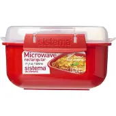 Sistema 1119 Microwave rechteckige Mikrowellenschüssel |525 ml mikrowellenfester Lebensmittelbehälter mit Dampfventil | BPA-frei | rot