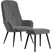 vidaXL Relaxsessel mit Hocker Dunkelgrau Samt