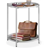 TecTake Beistelltisch Oxford Stahl Rund Mit Abnehmbaren Ablagen 45 50 x 45 50 x 53 cm Grau