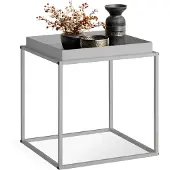 TecTake Beistelltisch Cambridge Stahl Mit Ablage In Tablettform 40 x 40 x 44 cm Grau
