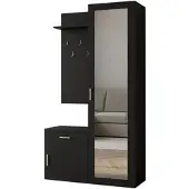 AX Living Garderobe Schwarz Magnola – 100 cm Breite, mit Stauraum & Spiegel