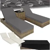 TecTake 2er Set Sonnenliegen verstellbar Aluminium Rattan Schutzhülle Tisch 184x60x21cm