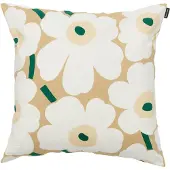 Marimekko - Pieni Unikko Kissenbezug, 50 x 50 cm, sand, white, hay, emerald
