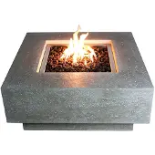 Elementi Feuertisch Manhattan Feuerstelle aus Beton - Komplett-Set, wetterbeständig, Hellgrau 91x91x40cm