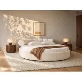 Vente-unique Rundes Bett 220 x 220 cm - Bukla - Weiß - ROGILA