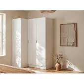 Vente-unique Listowel, Weiß, Garderobe, 8 Regale, 3 Tür(en), Weiß, Partikelbord