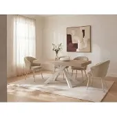 Vente-unique Esstisch ausziehbar - 6 bis 10 Personen - MDF & Metall - Holzfarben & Weiß - CATONAV