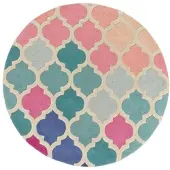 KADIMA DESIGN Wollteppich geometrisch Bunt Ø160 cm - DERWENT