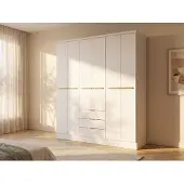 Vente-unique Kleiderschrank mit 6 Türen & 3 Schubladen - 180 cm- Weiß - PEROLI