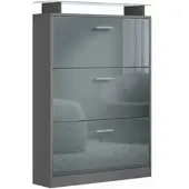 Vladon SCHUHSCHRANK Lavia Front in Grau Hochglanz