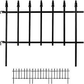 Relaxdays Beetzaun Metall, HxB: 45,5 x 226 cm, Garten Beeteinfassung zum Stecken, 4 Zaunelemente, Gotik Design, schwarz