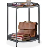 TecTake Beistelltisch Oxford Stahl Rund Mit Abnehmbaren Ablagen 45 50 x 45 50 x 53 cm Dunkelgrau