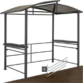 TecTake Grillpavillon 2,4x1,5x2,34m - Alu-Stahl Rahmen - Gitterablagen - Grau