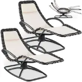 TecTake Gartenliege Toulon Schwingfunktion ergonomisch Textilene wetterfest 120kg Belastbarkeit Kopfpolster klappbar 77x170x83cm 2er Set