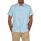 Riverso Leinenhemd Herren Kurzarm Regular Fit RIVEmilio - Bright Sky Blue - 3XL