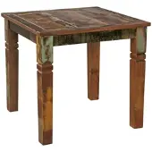 KADIMA DESIGN Esstisch "Diana": Landhaus-Stil, Massivholz, rustikal, stabil, pflegeleicht. Beige, 80x80x76 cm |
