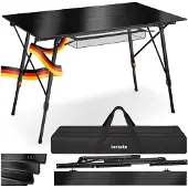 TecTake - Aluminium Campingtisch Campingtisch - höhenverstellbar - LxBxH: ca. 120x70,5x58-79cm - inkl. Tragetasche - schwarz