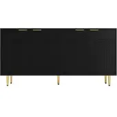 MODFU Sideboard aus MDF und Spanplatte, Schwarz, 160x40x80 cm, 4 Türen, Soft-Close