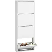 HOMCOM Schuhschrank-55L x 15B x 139,5H cm-Weiß | Gr.: onesize