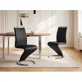 Vente-unique Stuhl Freischwinger 2er-Set - Kunstleder - Schwarz - TWIZY