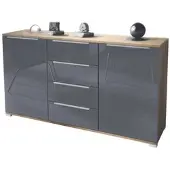 Vladon SIDEBOARD Linio Grau Hochglanz