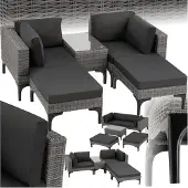 TecTake Aluminium Rattan Lounge Bellaria wetterfest und UV-beständig Dicke der Sitzpolster 8 cm