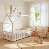 WEBER INDUSTRIES Hausbett KIWI mit Lattenrost / Hausbett 90x200 - Weiß