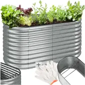 TecTake Hochbeet 160x80x80 cm 804 Liter verzinkt wetterfest, Pflanzkasten, Beetkasten, inkl. Handschuhe, in silber
