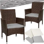 TecTake 2er Set Rattanstuhl Nantes widerstandsfähig 59 x 57 x 85 cm
