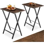 TecTake 2er Set Beistelltische Phoenix klappbar Industrial Holz Dunkel, Rustikal