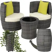 TecTake Aluminium Rattan Sitzgruppe Nizza wetterfest und UV-beständig