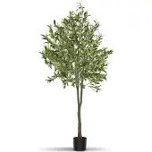 TecTake - Künstlicher Olivenbaum Oleand - Mediterrane Kunstpflanze mit realistischen Blättern und Oliven - Pflegeleicht und vielseitig einsetzbar - Inklusive stabilem Blumentopf - Höhe: 180 cm