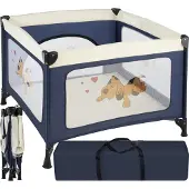 TecTake Baby Laufstall, stabil und kompakt faltbar, mit atmungsaktivem Mesh-Gewebe, 105 x 105 x 78 cm