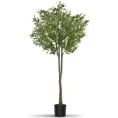 TecTake Künstlicher Olivenbaum Oleand - Mediterrane Kunstpflanze mit realistischen Blättern und Oliven - Pflegeleicht und vielseitig einsetzbar - Inklusive stabilem Blumentopf - Höhe: 150 cm