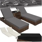 TecTake 2er Set Aluminium Rattan Sonnenliegen inklusive 2 Bezugssets und Schutzhülle