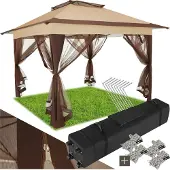 TecTake Faltbarer Pavillon Carabobo - 364 x 364 x 294cm - Braun