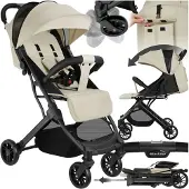 TecTake Buggy-Kinderwagen Finn Einhand-Klappmechanismus, mit 5-Punkt-Gurt, Feststellbremse, Schutzbügel für 0 bis 36 Monate geeignet, Belastbarkeit 15 kg