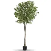 TecTake Künstlicher Olivenbaum, verschiedene Größen, mit viel Volumen, stabiler Kunststoff-Blumentopf